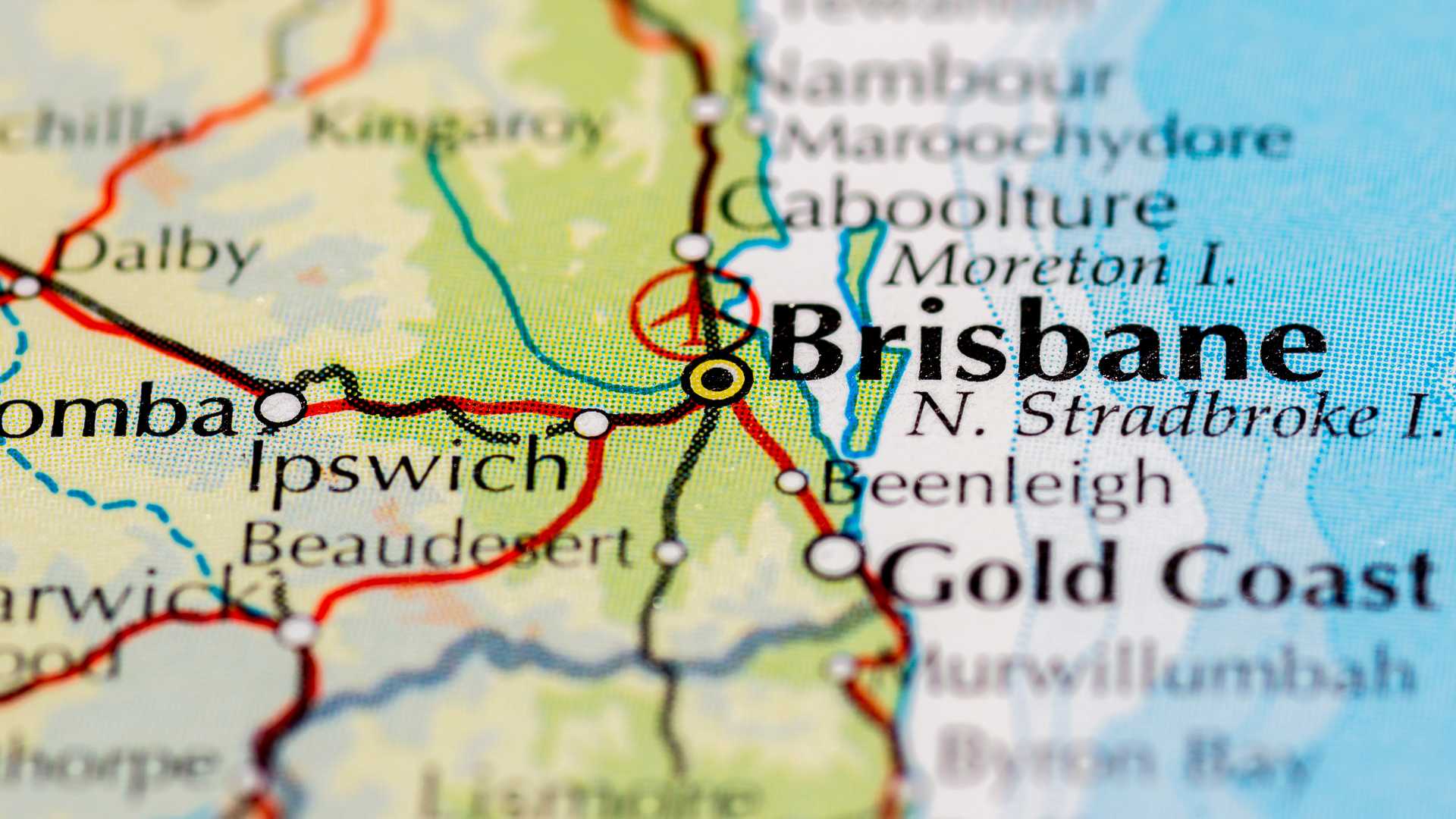 Map highlighting Brisbane and sth QLD