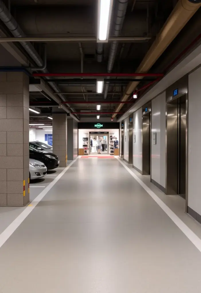 Walkway entrance to retail outlet