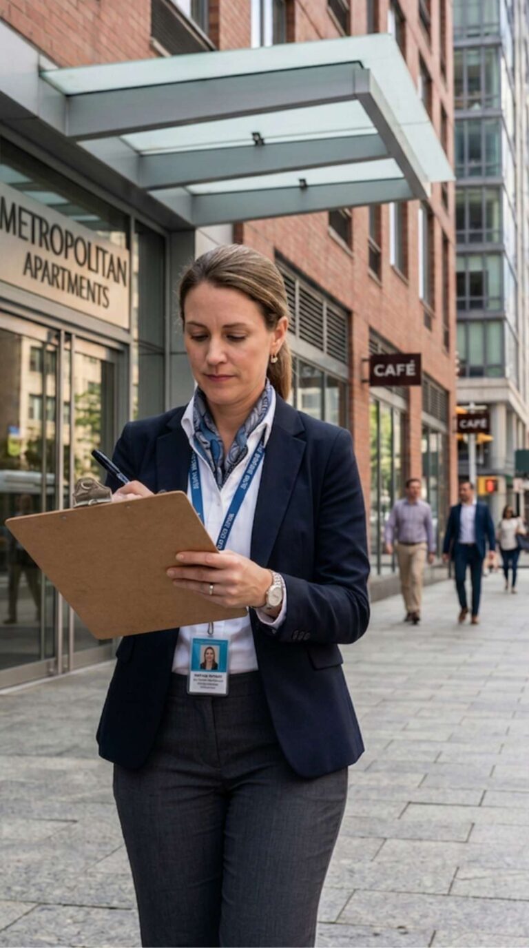 BRISBANE commercial property manager with clipboard